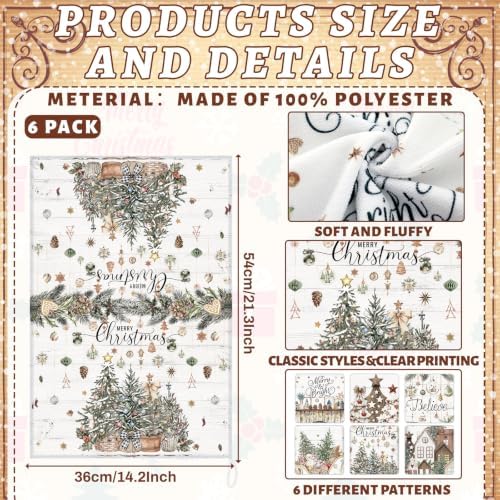 Breling 6 Pack Christmas Kitchen Towels Winter Neutral 14 X 21 Inch