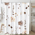 Gibelle Brown Beige Watercolor Floral Fabric Shower Curtain, 72x84