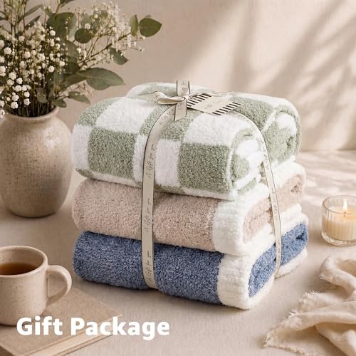 WRENSONGE Soft Throw Blanket for Couch-Cozy Reversible Knitted