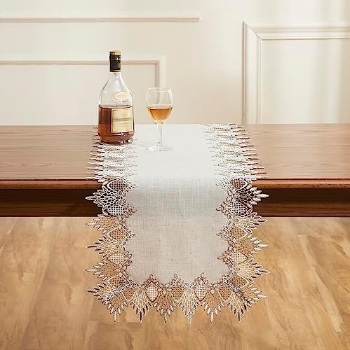 Natural Linen Table Runner 60 inches Beige Lace Coffee Table Runners