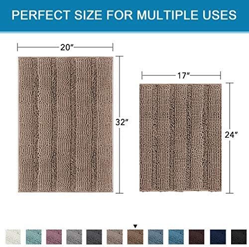 H.VERSAILTEX Bathroom Rugs Sets 2 Piece Non Slip Thick Shaggy Chenille