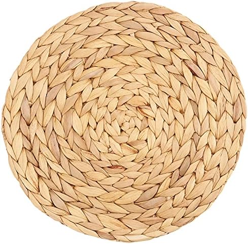 8 Pack 11.8 Inch Round Woven Placemats, Water Hyacinth Woven Rattan