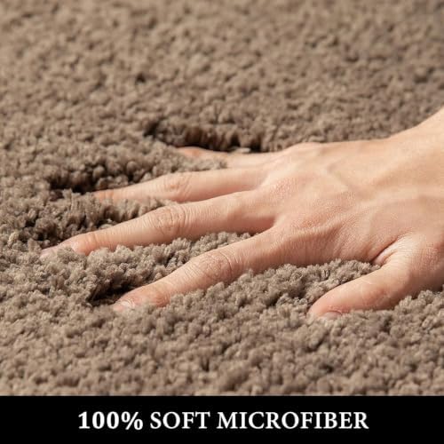 MIULEE Light Brown Bathroom Rugs and Mats Set 3 Pieces