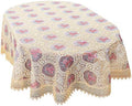 Simhomsen Vintage Beige Tablecloth Linen Embroidered Floral Lace