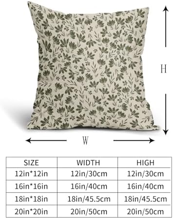Olive Green Floral Pillow Covers 20x20 Set of 2 Vintage Rustic Old