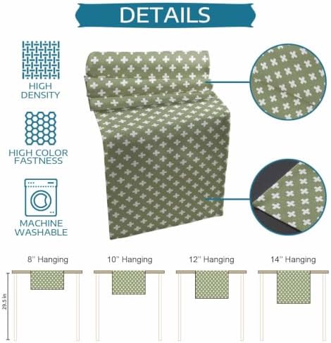 Simple Geometric Table Runner and Placemats Set of 4 Neutral Green