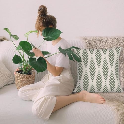 Sage Green Boho Throw Pillow Covers Bohemian Ethnic Square Pillow