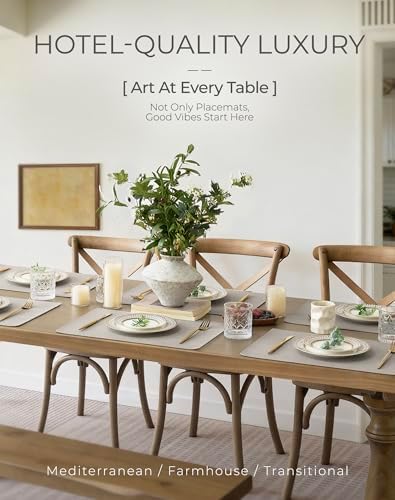 Reversible Faux Leather Placemats 12x17 Inch, Set of 2, Heat Resistant