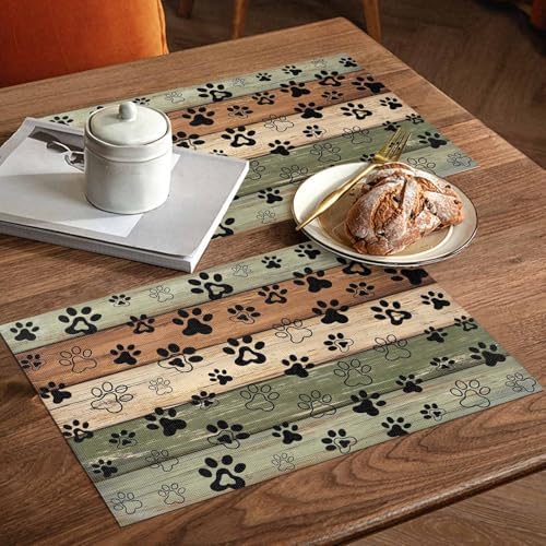 Placemats Set of 8, Sage Green Brown Beige Woven Placemat, Linen Place