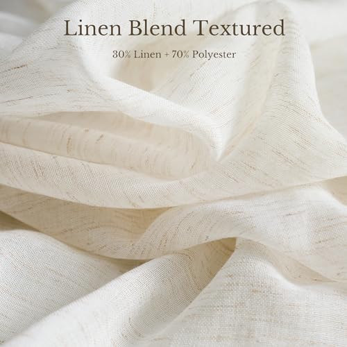 NICETOWN Semi Sheer Linen Curtains for Living Room, Grommet Light