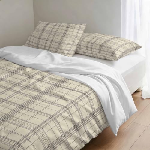 3 Pieces Duvet Cover Full Bedding Sets Minimalist Farm Lattice Grid