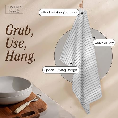 TWINY threads 4 Pack 100% Cotton Kitchen Towels, 16"x26"