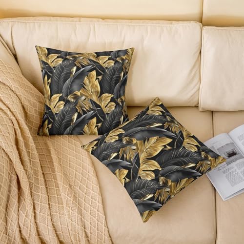 jejeloiu Tropical Leaves Reversible Throw Pillow Covers 22 x 22-Inch