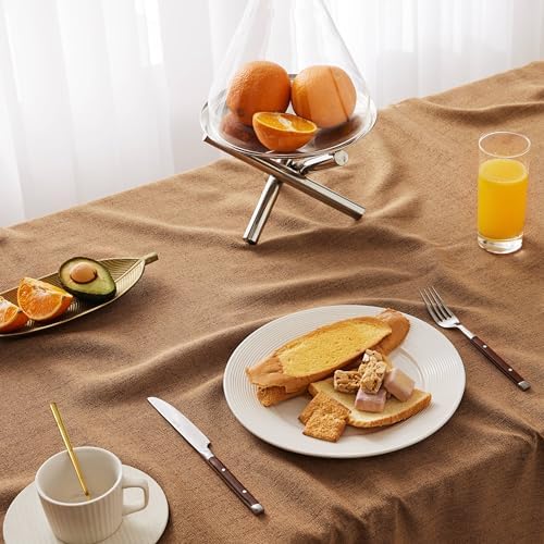 Farmhouse Linen Rectangular Tablecloth, Caramel 60x120 Inch