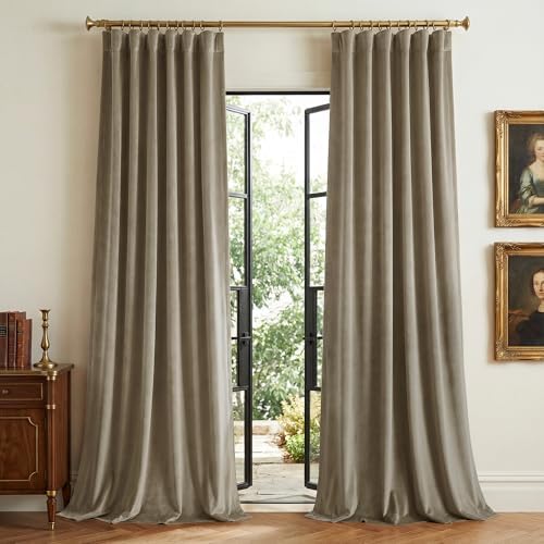 StangH Taupe Velvet Curtains Back Tab Luxury Decor, W52 x L96, 2