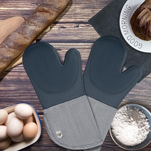 Microwave Silicone Oven Mitts one Pair, Kitchen Mitten Set