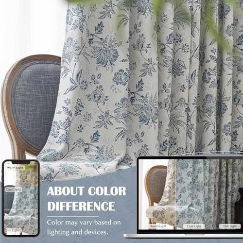 jinchan Pinch Pleated Curtains Blackout Floral Curtains for Bedroom