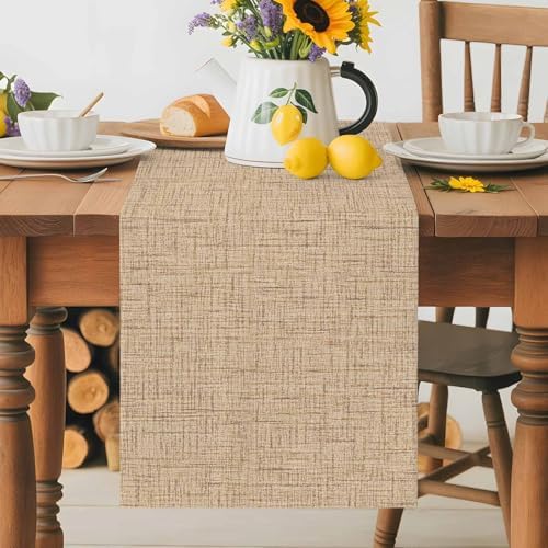 Minimalist Beige Table Runner for Dining Table Rustic Neutral Modern