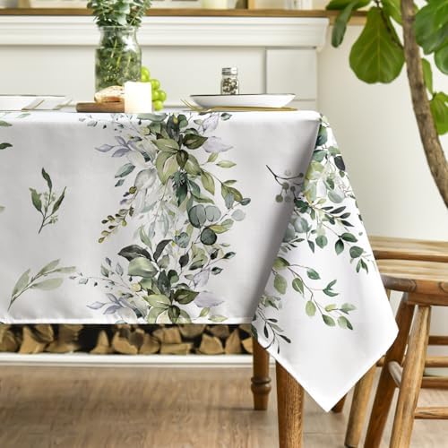 Horaldaily Spring Tablecloth 60 x 60 Inch Square Green Eucalyptus