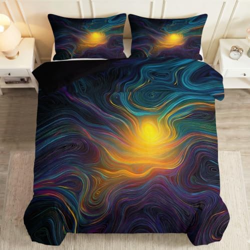 King Duvet Cover Set Technological Light and Shadow Lines Textures