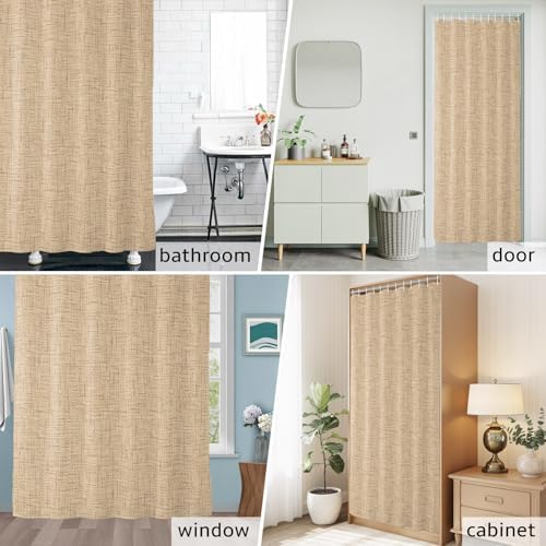 Beige Khaki Solid Shower Curtain 84 inches Extra Long Minimalist Cloth