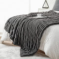 BATTILO Grey Faux Fur Throw Blanket for Couch, 60"x80", Double Side