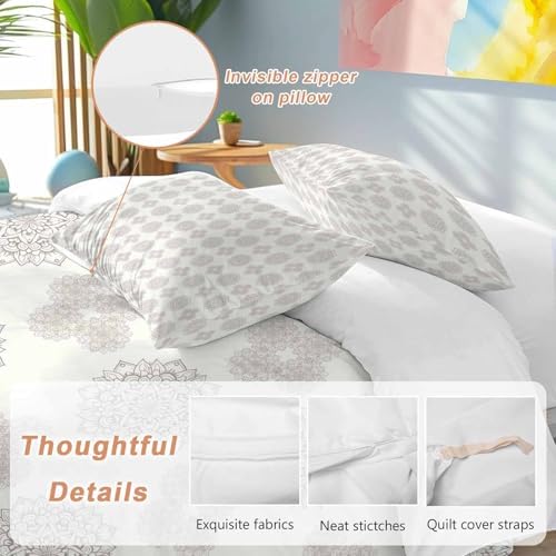 Vintage Bohemia Bedding 3 Piece Duvet Cover Set Full Size, Gray