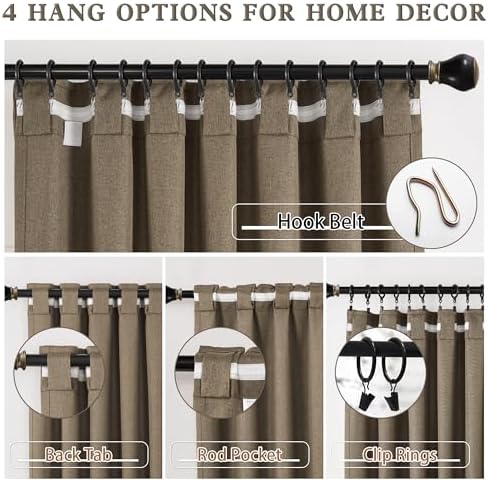 DUALIFE Brown Blackout Curtains 72 Inch Length for Bedroom 2 Panels