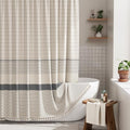 AmazerBath Boho Shower Curtain Set, Rustic Faux Linen Shower Curtain