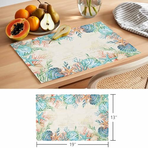 Placemats Set of 8, Beige Coastal Woven Placemat, Linen Place Mats for