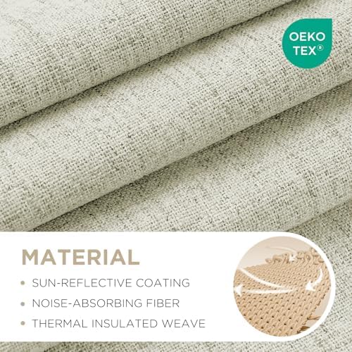 Joydeco 100% Blackout Curtains for Bedroom, Natural Linen Curtains