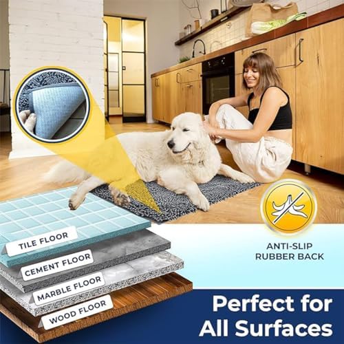 Muddy Mat® | Chenille Bathroom Rugs Quick Dry Microfiber Mats Non Slip