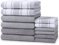 Natural Ring Spun Kitchen Towels and Dishcloths Sets - 12 Pack