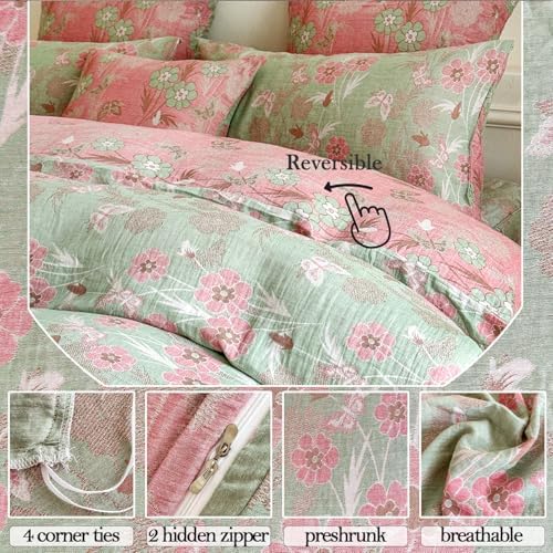 FADFAY Premium 100% Cotton Double Gauze Duvet Cover Set Queen – Soft
