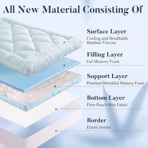 DOWNCOOL 5 Inch Cooling Queen Mattress Topper, Bamboo Viscose Air