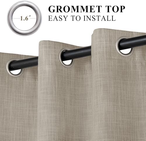 Macochico 100% Blackout Linen Curtains 96 Inches Long Full Light