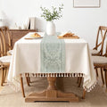 DWCN Rectangle Tablecloth Jacquard Faux Linen 55x70 Inch Beige