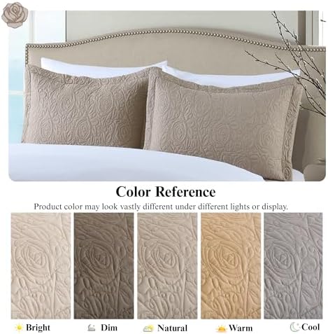 MarCielo 2 Pieces Microfiber Quilted Pillow Shams Soft Pillow Covers