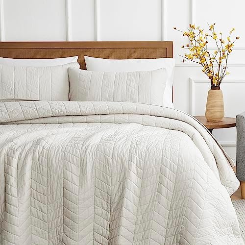 Beige Cotton Quilt California Cal King Size Bedding Sets with Pillow