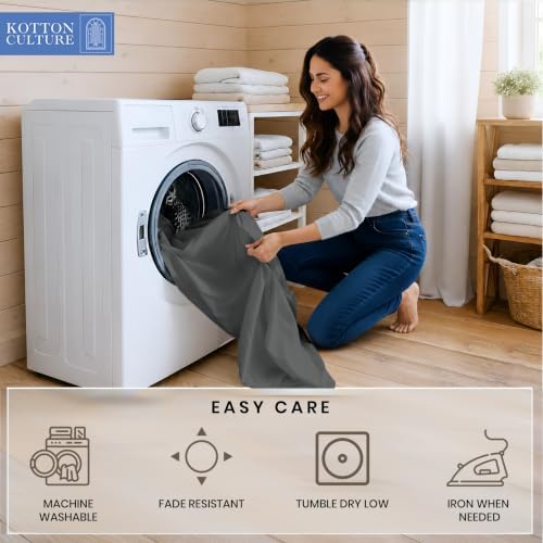 Kotton Culture 3 Pc King Size Fitted Sheet Dark Grey with 2 Pillow