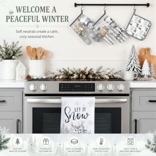 Moukeren 12 Pcs Christmas Kitchen Accessories Set, Woodland Snowman