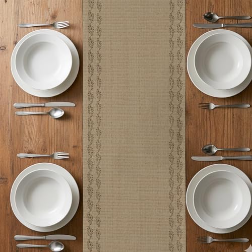 Table Runners 13x108 Inches Long, Beige Textured Woven Pattern Table