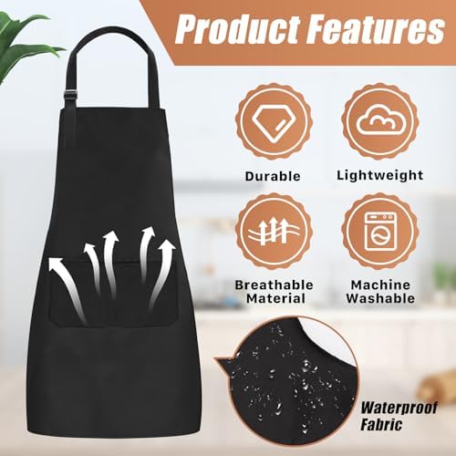 24Pcs Bib Apron with 2 Pockets,Adjustable Bib Aprons,Water Oil