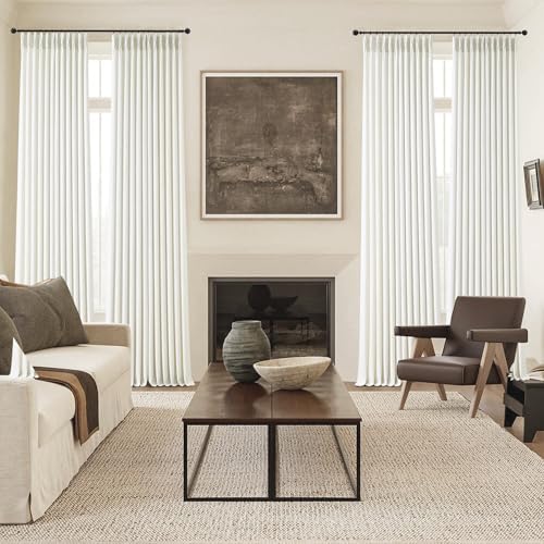 Linen Curtains 96 inch Length,Thick Linen Curtain 2 Panels Set for