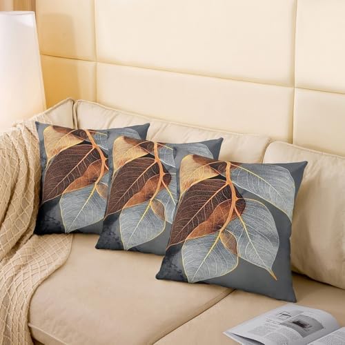 jejeloiu Leaf Pattern Throw Pillow Covers 22 x 22-Inch Kids Leaves