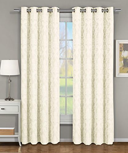 Royal Hotel Blair White/Ivory Top Grommet Jacquard Window Curtain