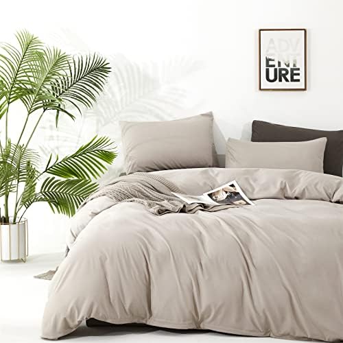 KAREVER Light Khaki Comforter Set Full Size Oatmeal Color Bedding