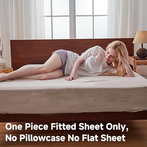 Simple&Opulence 100% Linen Fitted Sheet Cal King, 14 Inch Deep Pocket