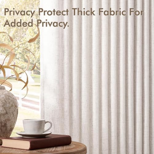 Linen Blend Pinch Pleat Light Filtering Curtains, Semi Sheer Textured