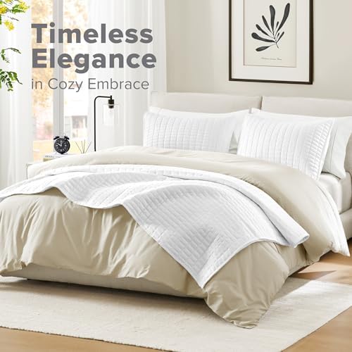 Comfort Spaces Kienna King Quilt Bedding Set 3 Piece, 104"x90" White